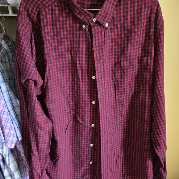 Chaps Men's Red and Black Checkered Shirt - Picture 1 of 4